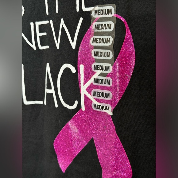 Breast Cancer Awareness Women's Shirt Pink Is The New Black Sz M - Picture 2 of 5